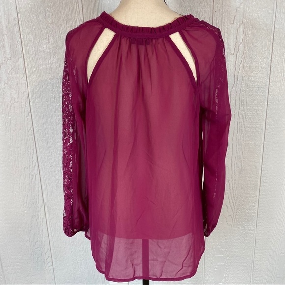 Jessica Simpson Sheer Purple Lace Blouse - Picture 6 of 11